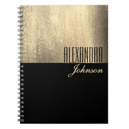Espiral Caderno de Notas Nome Elegante Ouro Preto