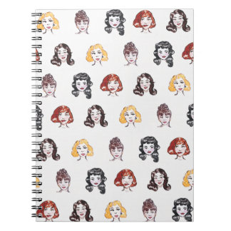 Espiral Caderno de notas vintage de aguarela pin-up