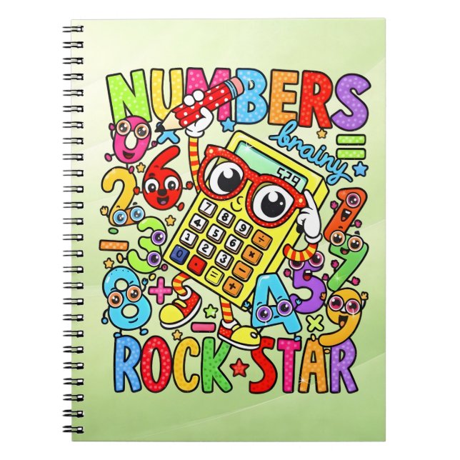 Espiral Caderno de Números de Estrela do Rock de Matemátic (Frente)