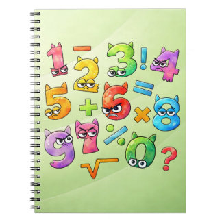 Espiral Caderno de Números de Matemática Colorida para Esc