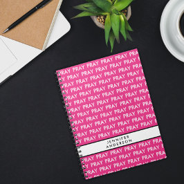 Espiral Caderno de oração minimalista rosa brilhante e bra