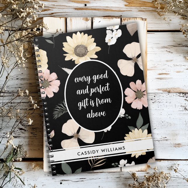 Espiral Caderno de orações com flor preta (Criador carregado)