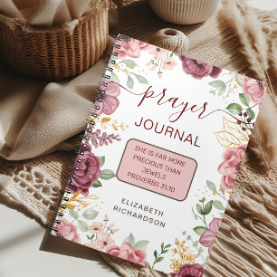 Espiral caderno de orações com flor rosa de Provérbios 31