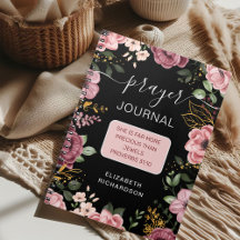 Caderno de orações Flor rosa e preta Provérbios 31