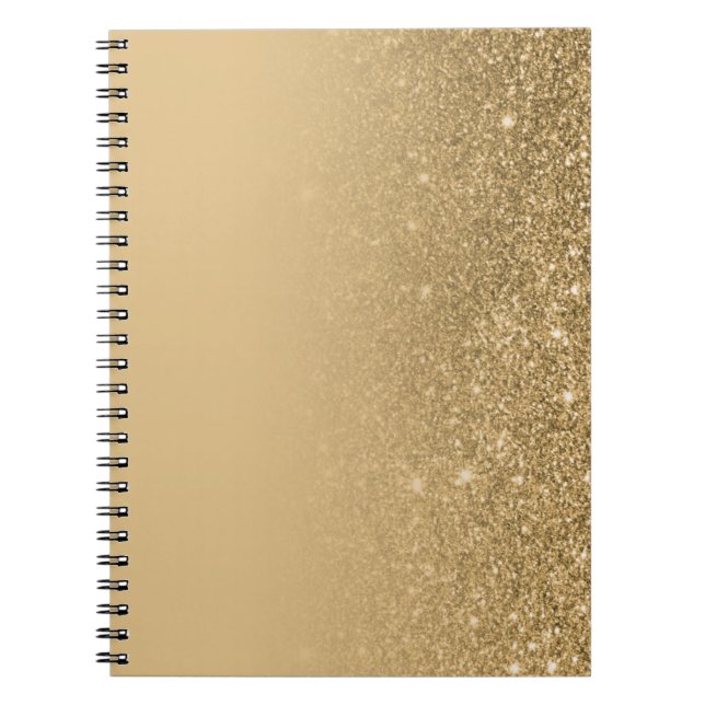 Espiral Caderno de Ouro com Bordas Cintilantes – Glam Chic (Frente)