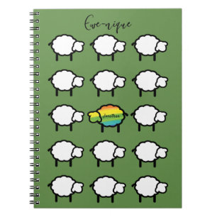 Espiral caderno de ovelha arco-íris ewe-nique gratidão