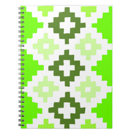 Espiral caderno de padrão de colcha verde