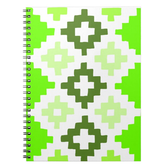 Espiral caderno de padrão de colcha verde (Frente)