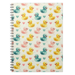 Espiral Caderno de padrão de pato aquarela pastel de fleec