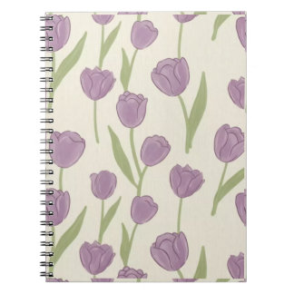 Espiral Caderno de Padrão Floral de Tulipa Roxa - Diário F
