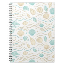 Caderno de Padrão Pastel de Conchas Marinhas Elega
