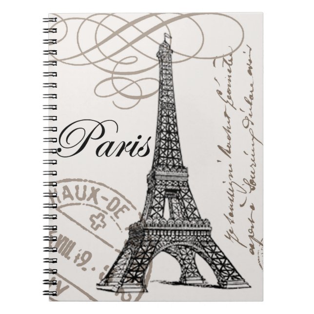 Espiral Caderno de Paris do vintage… (Frente)