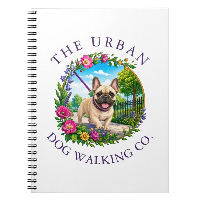 Espiral Caderno de passeio de cães com Bulldog Francês (Frente)