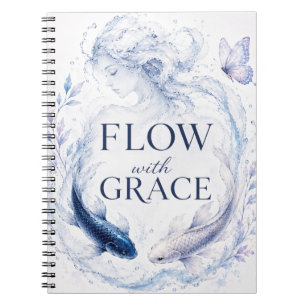 Espiral Caderno de Peixes Koi Flua Com Graça