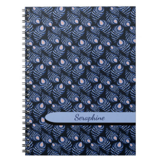 Espiral Caderno de Penas de Pavão Boho
