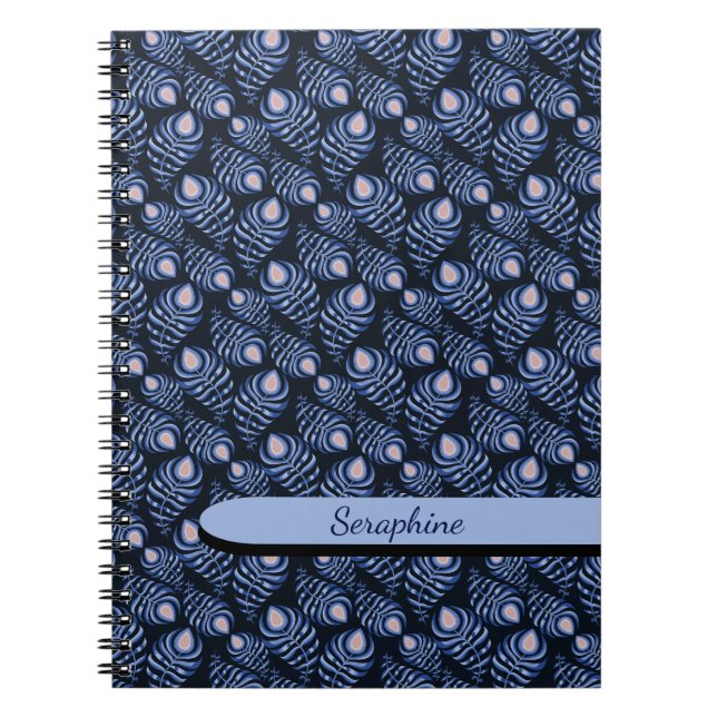 Espiral Caderno de Penas de Pavão Boho (Frente)