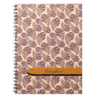 Espiral Caderno de Penas de Pavão Boho