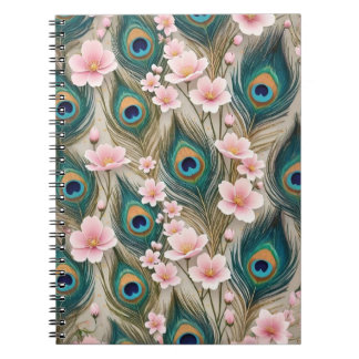 Espiral Caderno de penas de Pavão Real