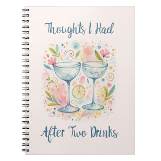 Espiral Caderno de Pensamentos após dois drinques
