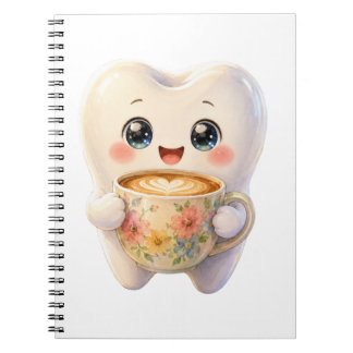 Espiral Caderno de Personagem Kawaii Amante de Café Odonto