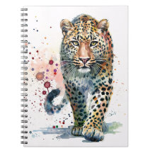 Caderno de pintura com respingos de água com leopa