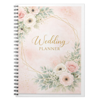 Espiral Caderno de Planeamento de Casamento Floral Bege El