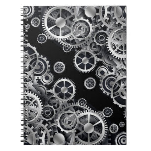 Espiral Caderno de prata das engrenagens de Steampunk