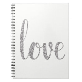 Espiral Caderno de prata do amor do brilho
