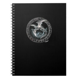 Espiral Caderno de prata Runic do dragão