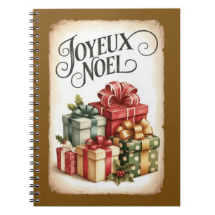 Espiral Caderno de Presente de Natal Joyeux Noël