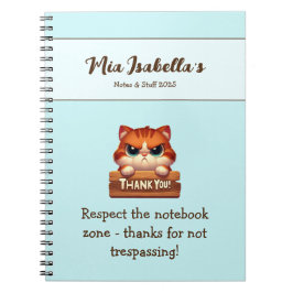 Espiral Caderno de Privacidade de Agradecimento de Gato En