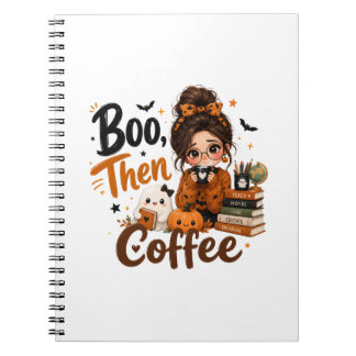 Espiral Caderno de Professor Boo Then Coffee Halloween