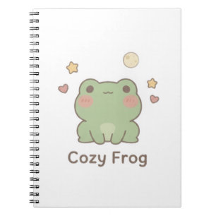 Espiral Caderno de Rã Aconchegante Diário Kawaii Fofo
