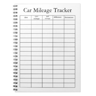 Espiral Caderno de Rastreamento de Quilometragem de Carro