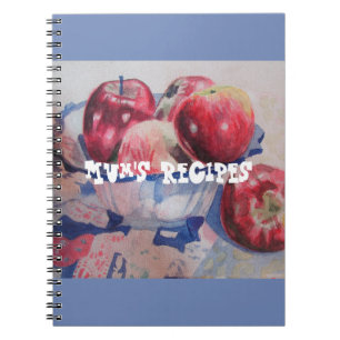 Espiral Caderno de Receitas da Mamãe Maçã Vermelha Aquarel