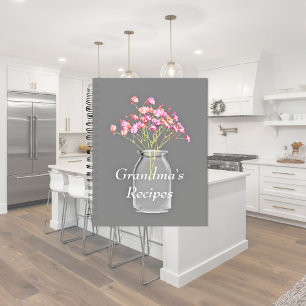 Espiral Caderno de Receitas da Vovó com Flores Silvestres 