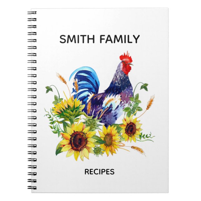 Espiral Caderno de receitas de cozinha personalizado (Frente)