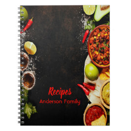Espiral caderno de receitas do estilo da comida mexicana r