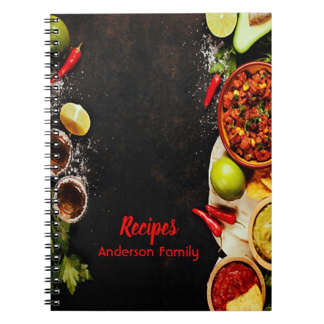 Espiral caderno de receitas do estilo da comida mexicana r (Frente)