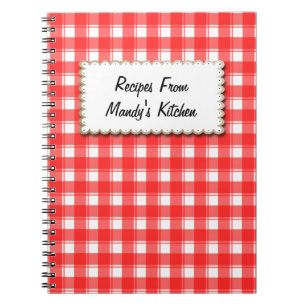 Espiral Caderno de Receitas Personalizado Listras Xadrez B