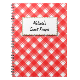 Espiral Caderno de Receitas Personalizado Padrão Xadrez Ve