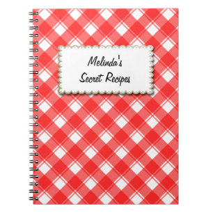 Espiral Caderno de Receitas Personalizado Padrão Xadrez Ve