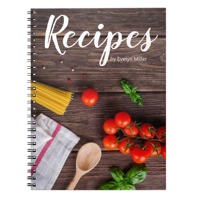 Espiral Caderno de receitas rústico personalizável (Frente)