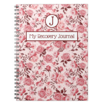 Caderno de Registro de Recuperação com Rosas Rosas