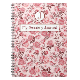 Espiral Caderno de Registro de Recuperação com Rosas Rosas