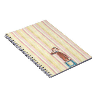 Espiral Caderno de riscas rosa e amarelo do George Curioso