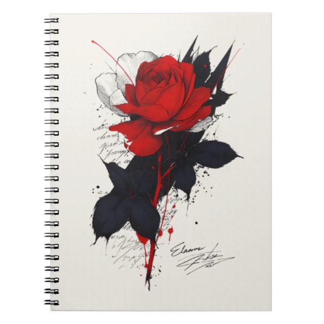 Espiral Caderno de Rosa de Tatuagem Grunge (Frente)