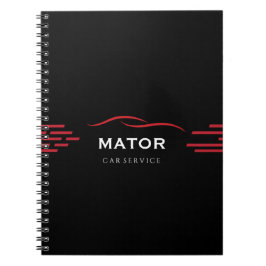 Espiral Caderno de Serviço de Carro Preto e Vermelho