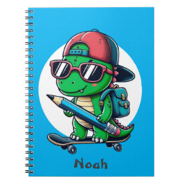 Espiral Caderno de skate de dinossauro personalizável para