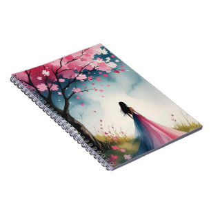 Espiral Caderno de Sonhos com Flor de Cerejeira